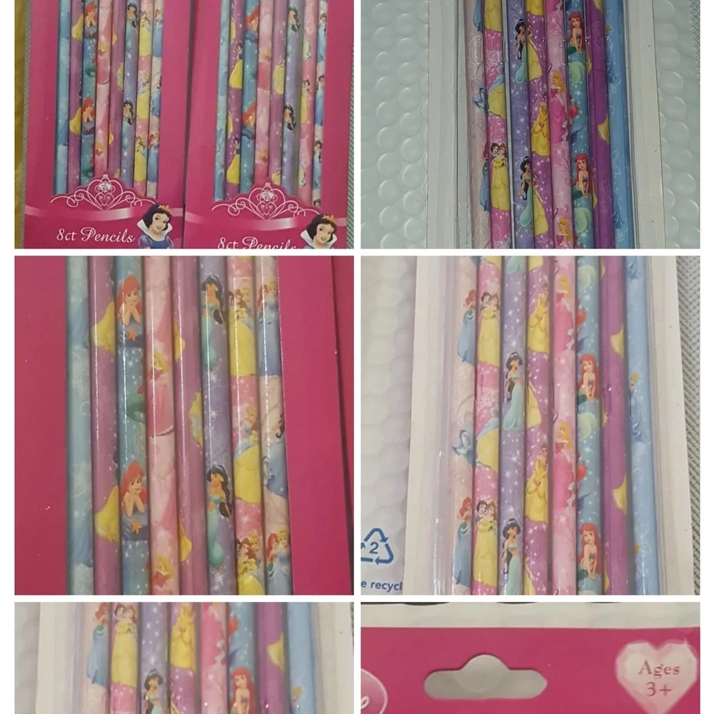 16pc=2pks of 8pc Disney princesses Pencils Now lt#sch1 2006 Vintage